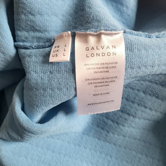 New Galvan London Selene Cutout Back Textured Knit Blue Midi Dress Large NWT - Picture 15 of 16